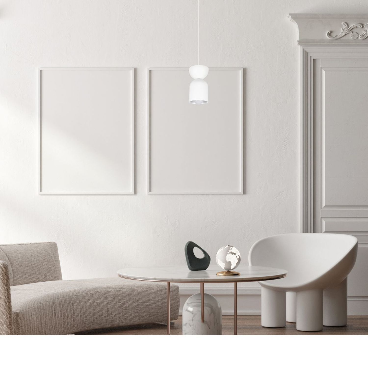 Minimalistische Hängelampe Weiß Zeitlos E27 Ø11 cm rund sofa, tisch, lampe, dekoration, formen