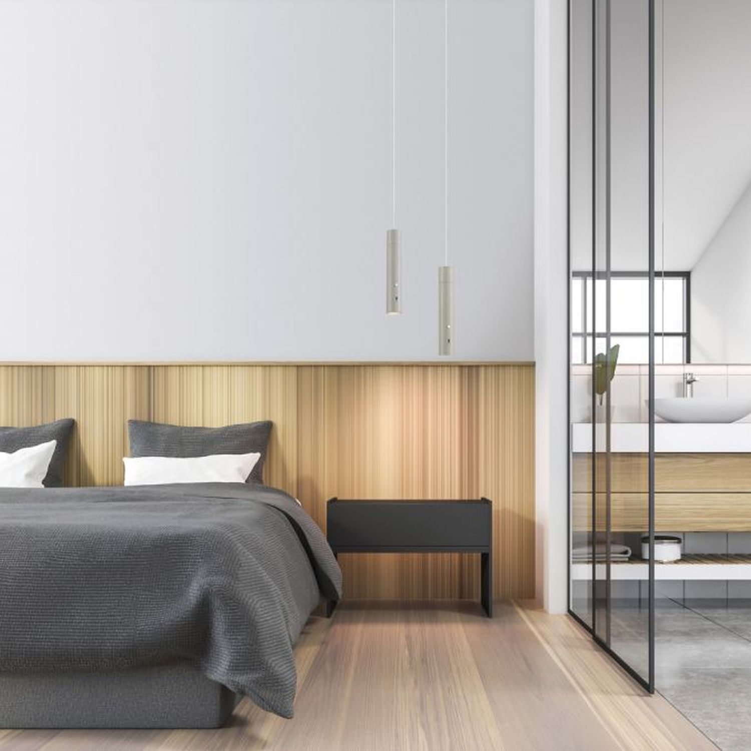 Drinnen, Innenarchitektur, Holzpaneele, Dekoration für Zuhause, Fußboden