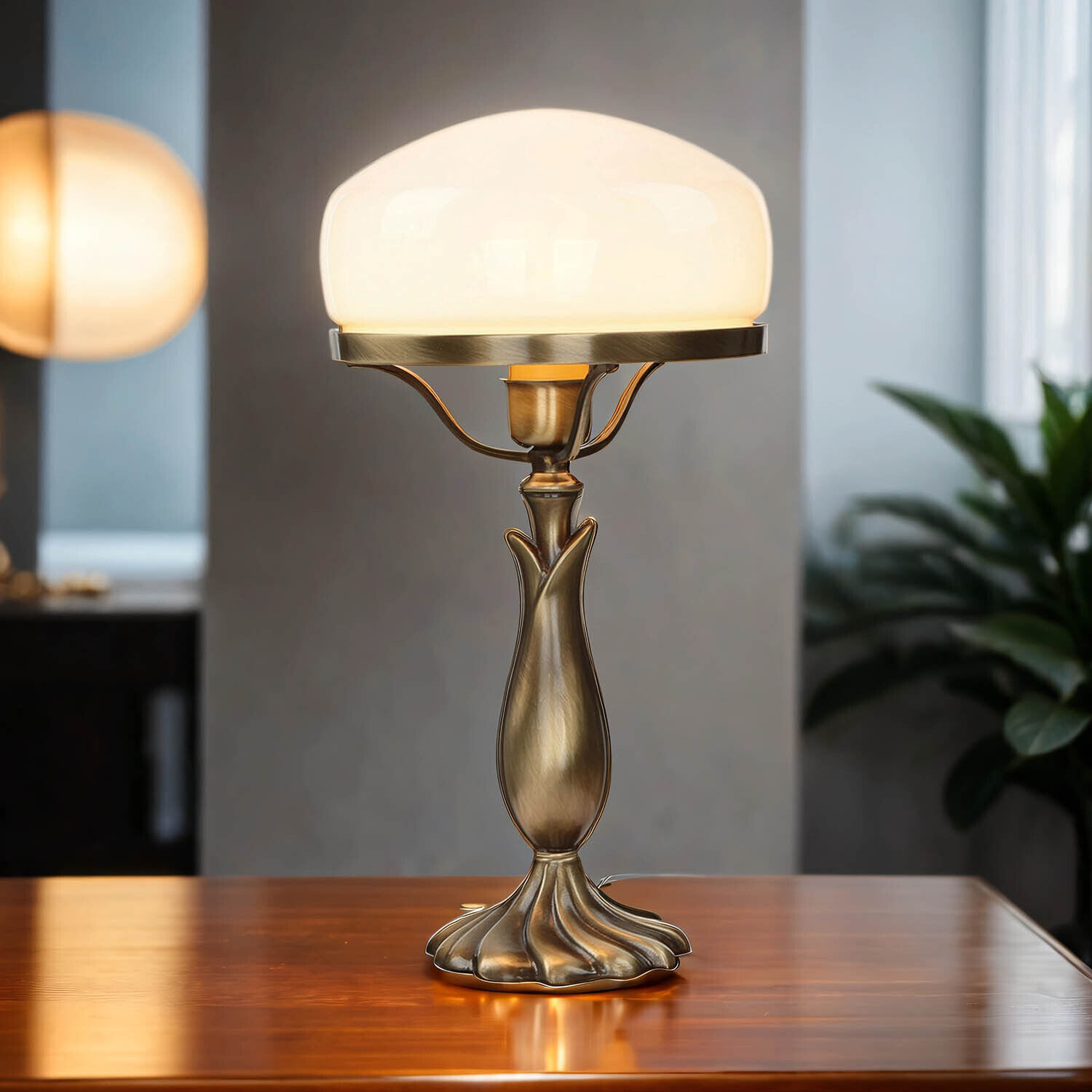 Lampe champignon laiton massif art nouveau