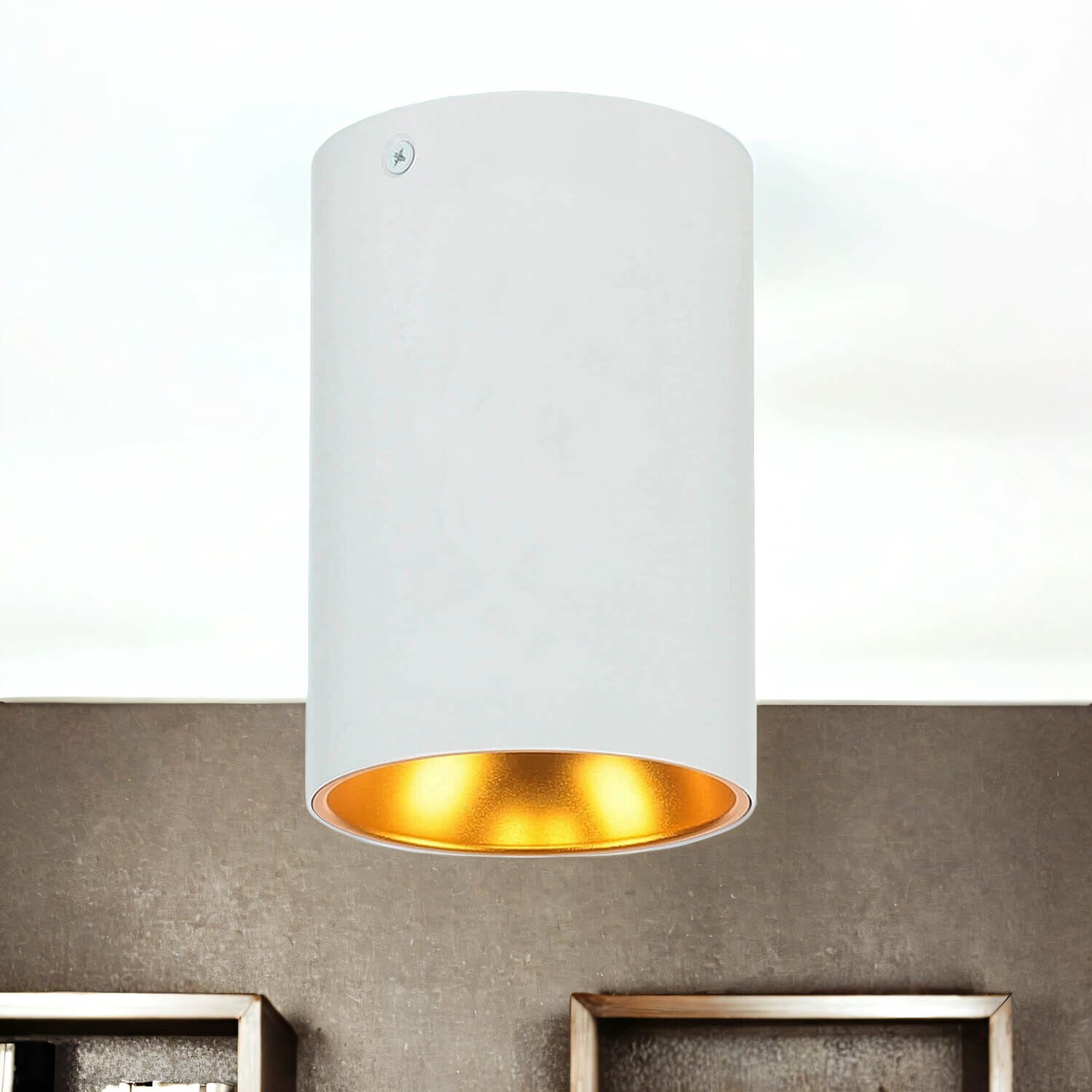 Spot de plafond rond Ø 9,5 cm petit métal GU10 blanc cuivre-or