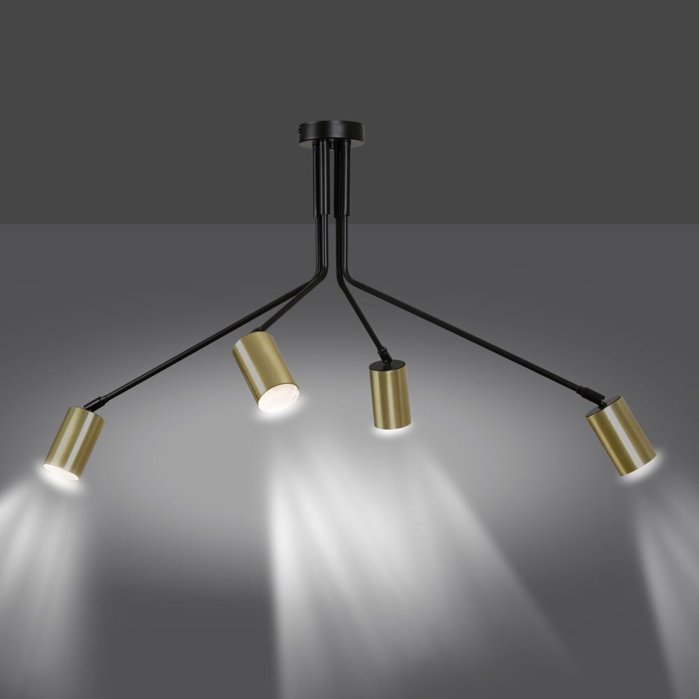 Spot de plafond noir or 4x GU10 Moderne orientable