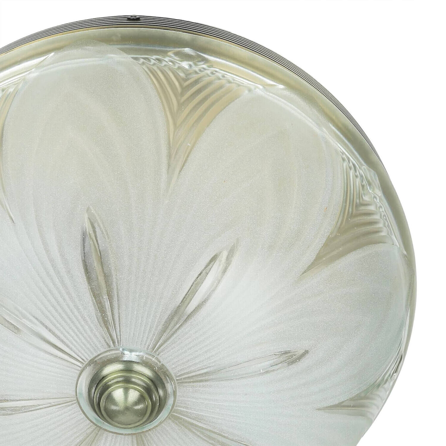 Jugendstil Deckenleuchte E27 mit Glasschirm Messing Optik Leuchte, Teller, Lampe