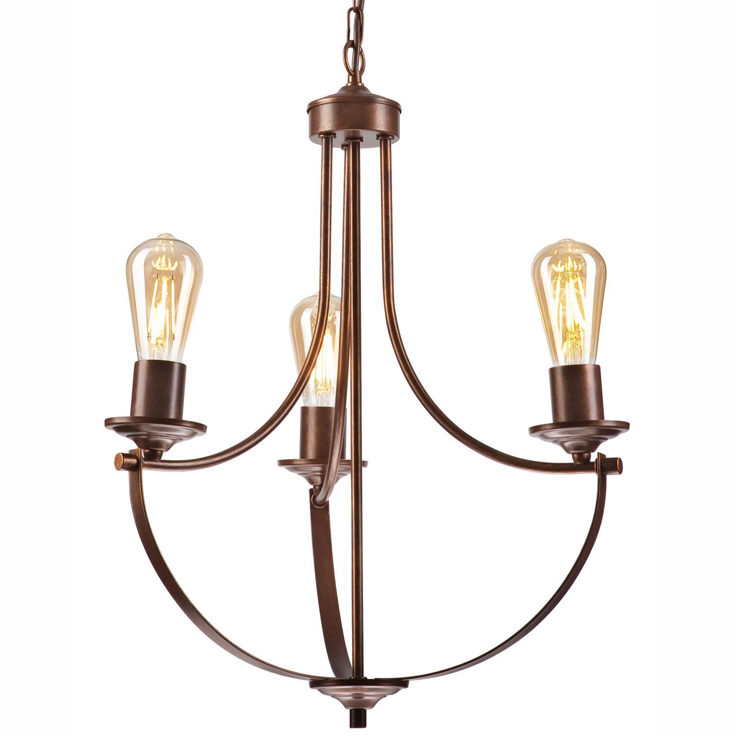 Lustre Métal Rustique Ø 42 cm 3 branches E27 Marron