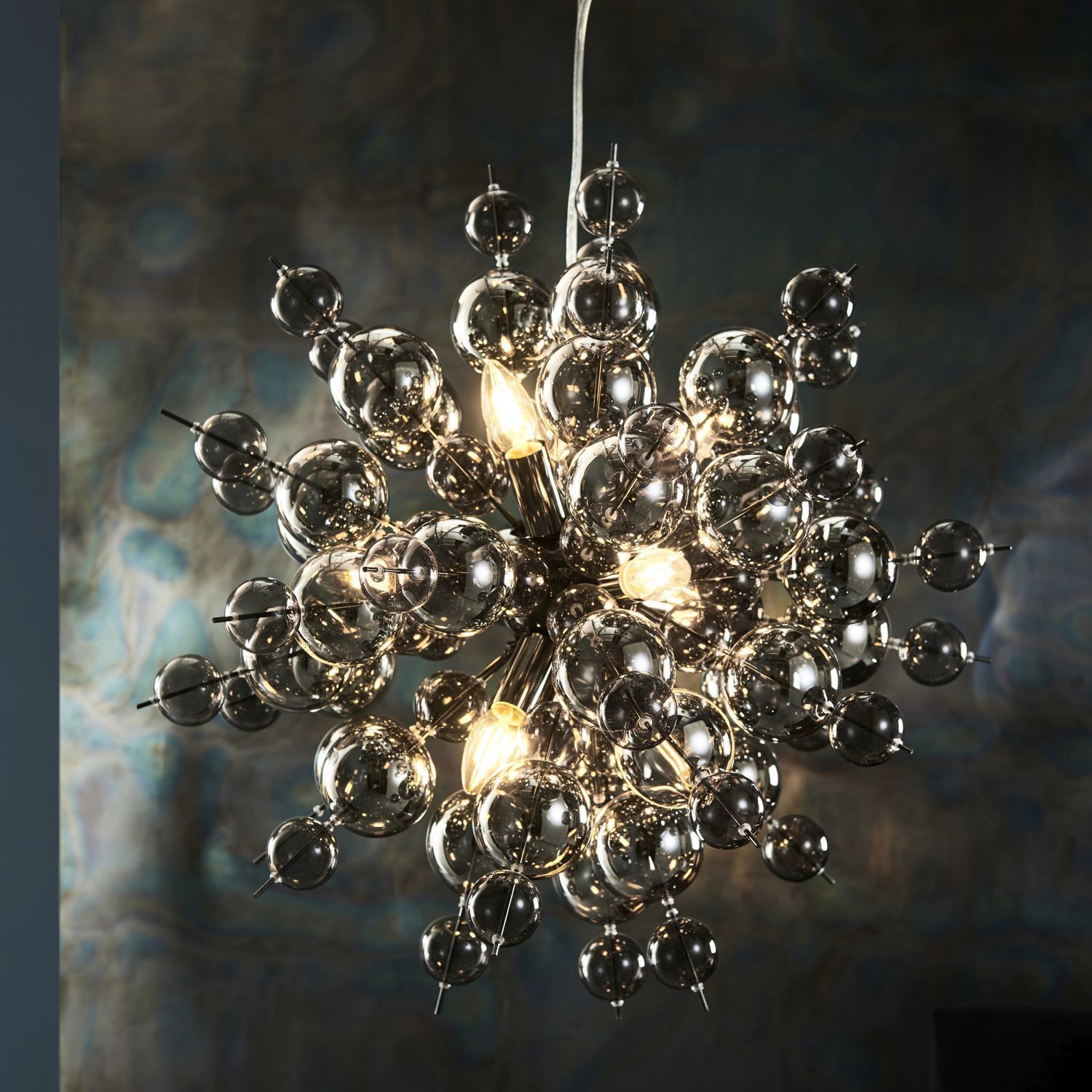 Lampe à suspendre verre fumé métal L : 63 cm 9x E14 Moderne OAMARU