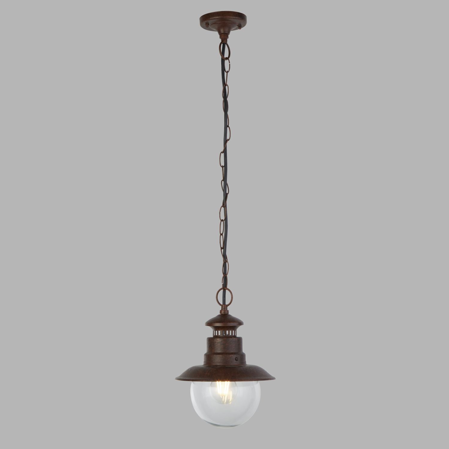 Lampe à suspendre extérieure IP44 E27 D : 21,5 cm en brun rouille JOHN