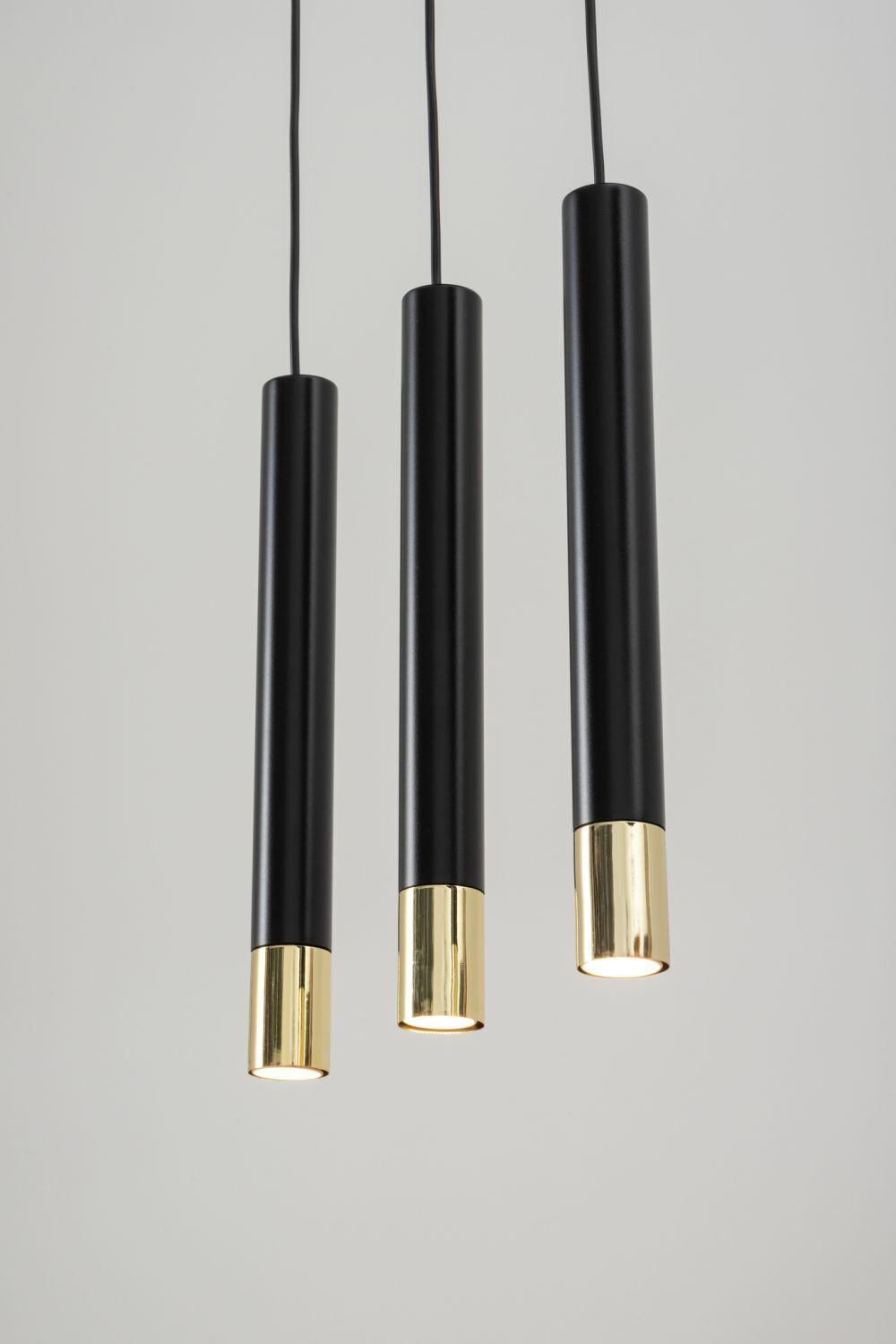 Lampe à suspendre Noir Or Métal Moderne 3 flammes