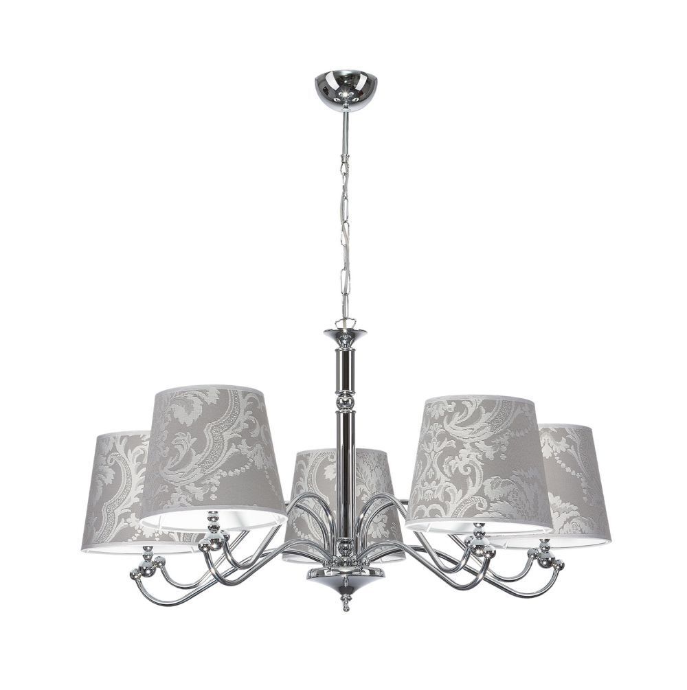 Lustre Chrome Gris Baroque Motif MARESSA Lampe