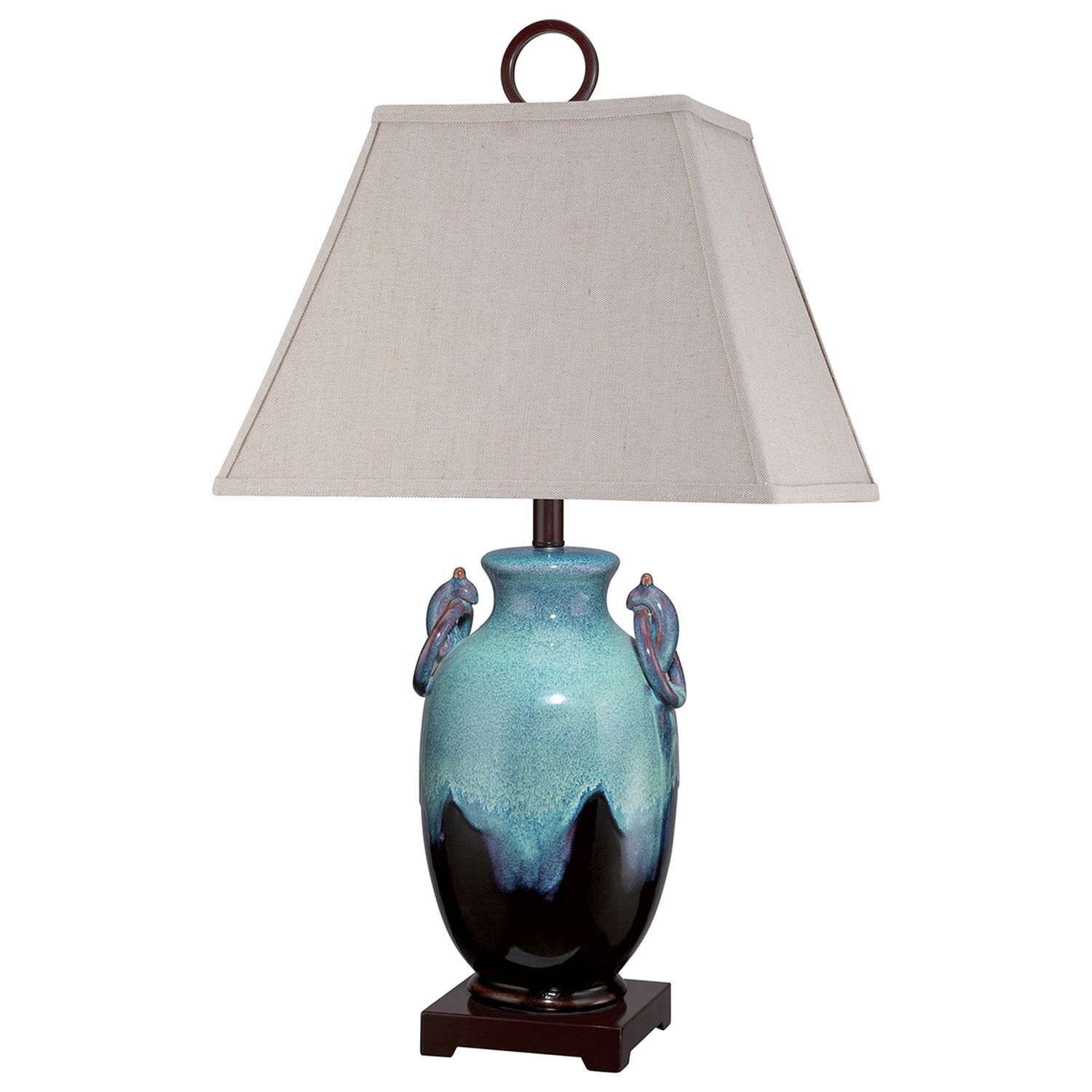 Lampe de table céramique lin Maritim en turquoise nature 85 cm