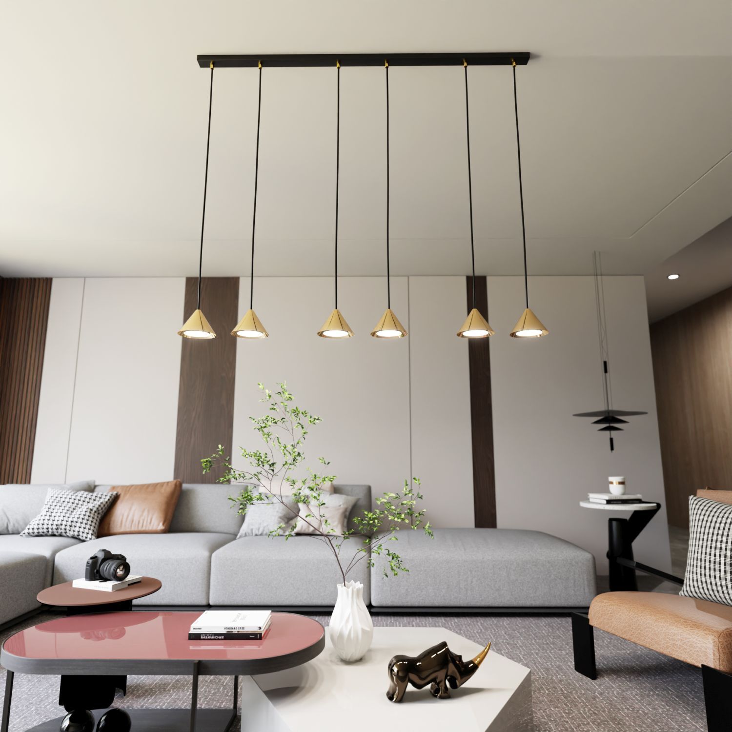 Suspension Métal L : 116 cm XXL H : max. 100 cm Noir Or
