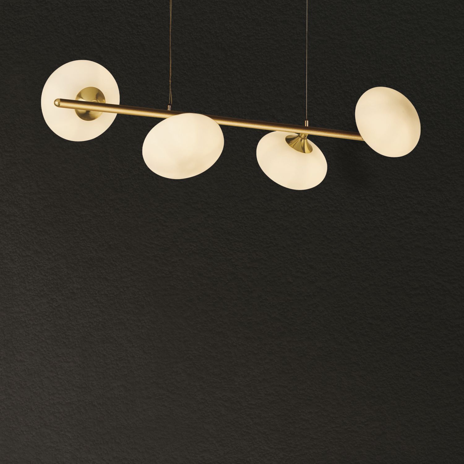 Suspension 4 flammes G9 en laiton mat blanc