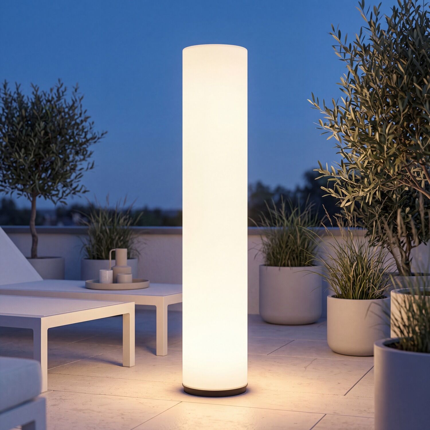 126635-stehlampe-aussen-lichtsaeule-100-cm-ip65-weiss-mit-g13-t8-led-3000-k-1350-lm-stecker-kabel-aussenleuchte-garten-terrasse-1 Tischleuchte, Außenleuchte, LED-Lampe, modern, Rundfuß