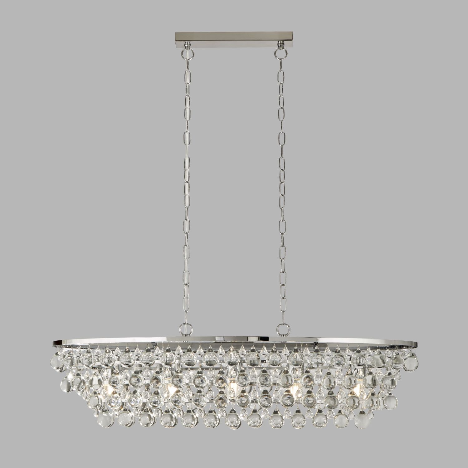 Lampe à suspendre cristal métal L : 92 cm 5x E27 chrome