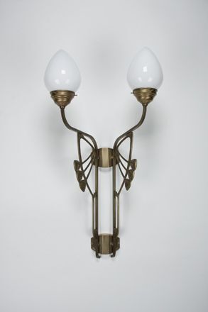 Applique confortable laiton verre blanc E27 L:44 cm