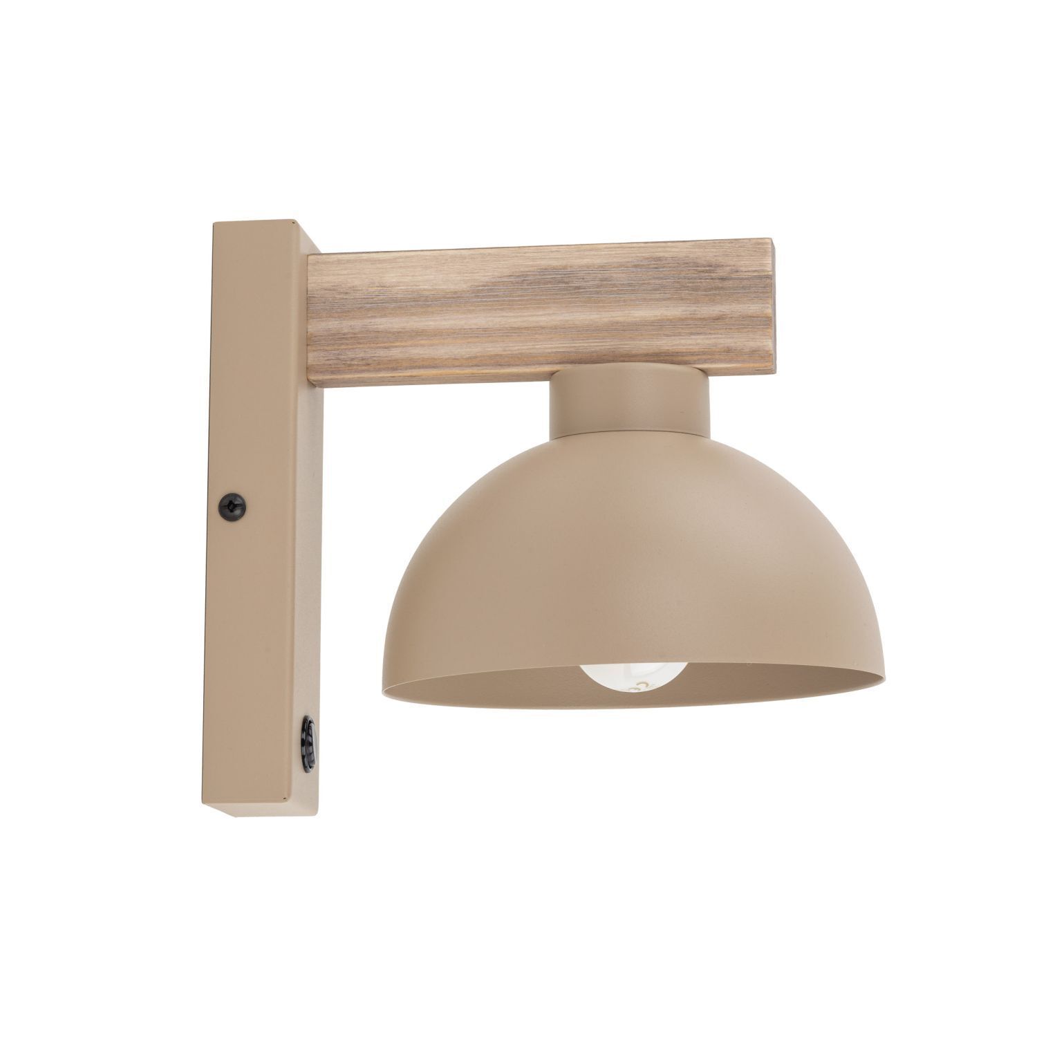 Wandleuchte mit Schalter Holz Metall Beige E27 B:18 cm Wandlampe, Wandlampe Holz, BeigeLampe, Kugel-Lampe, Wandhalterung