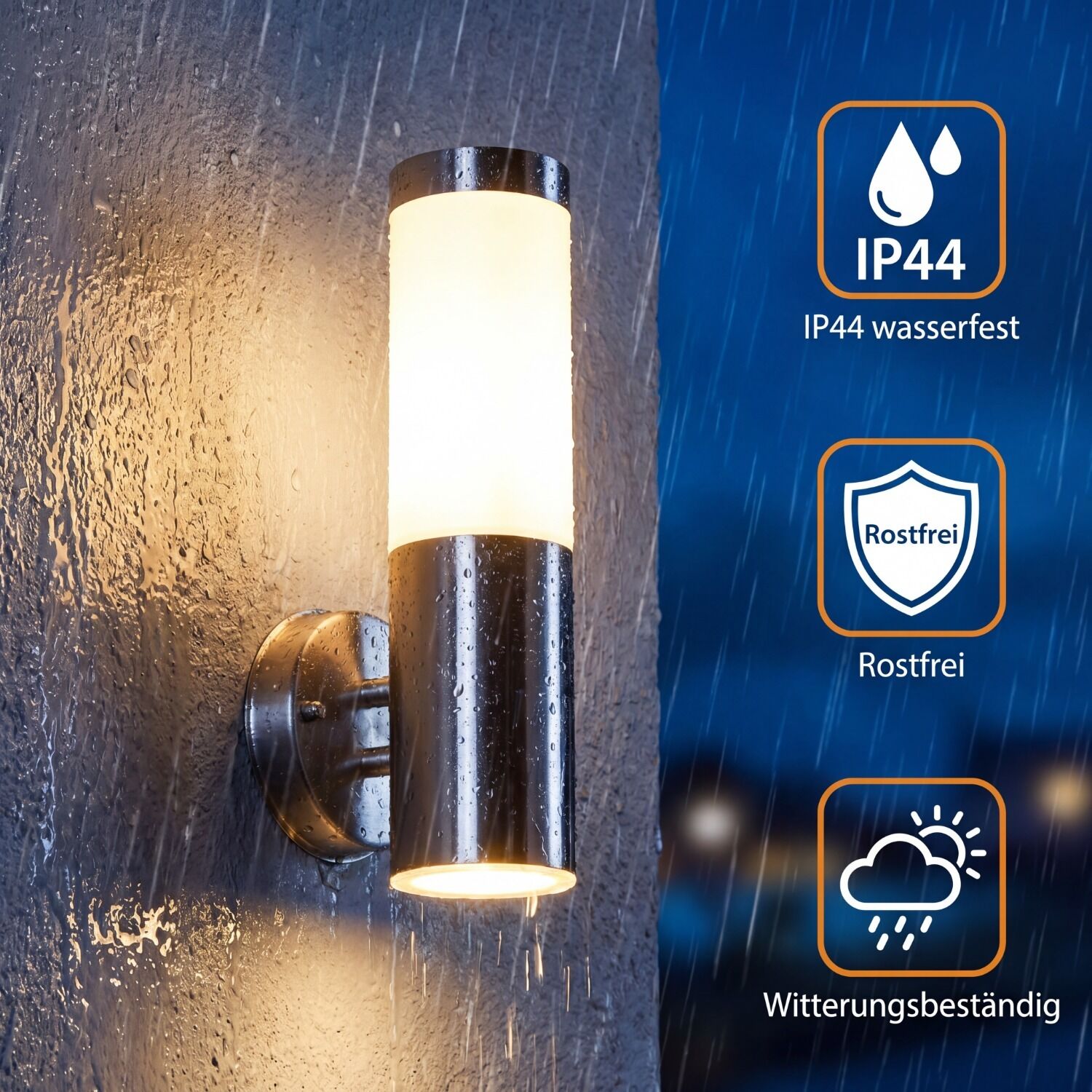 Wandleuchte, Außenleuchte, Metall, IP44, Wetterfest