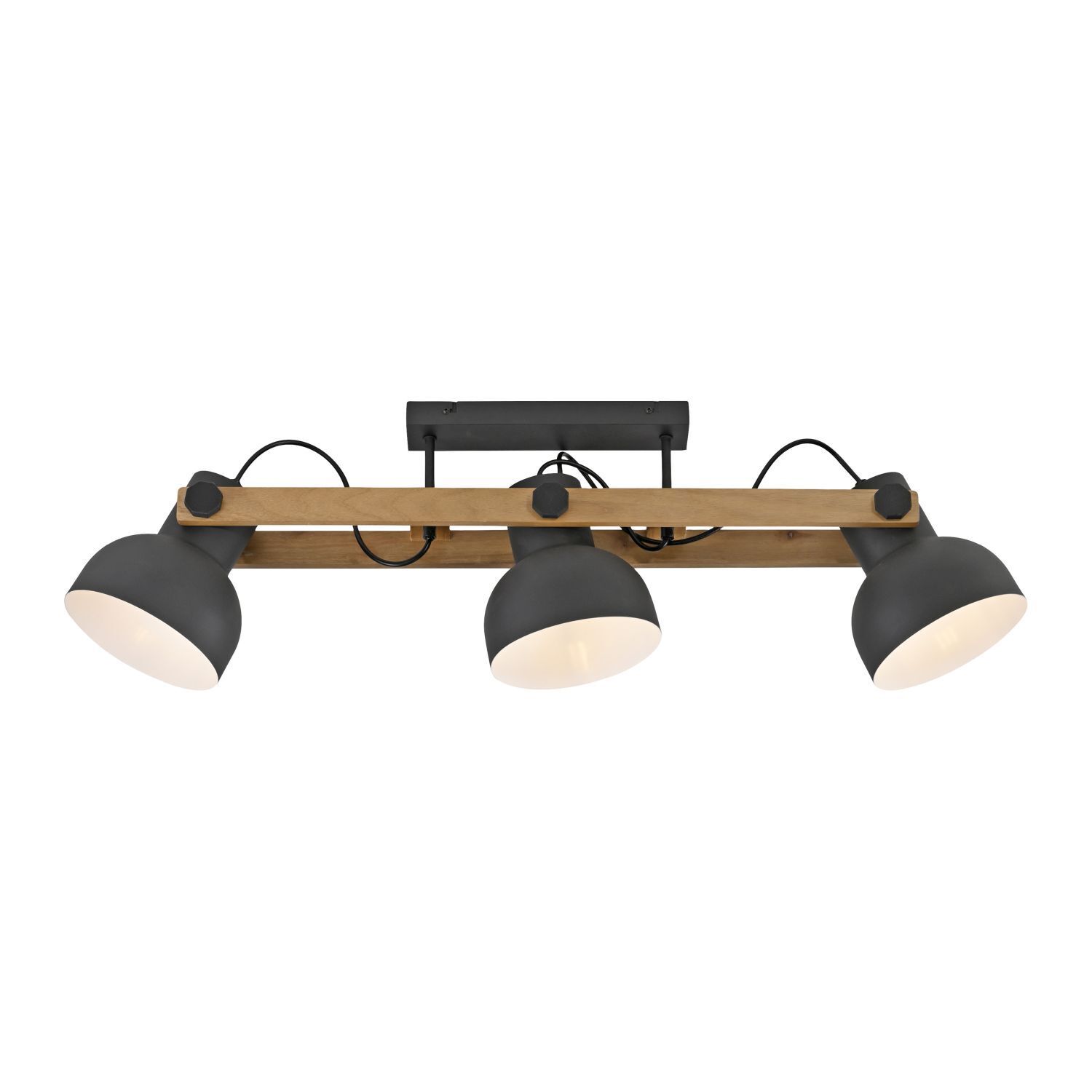 Plafonnier bois métal E27 96 cm 3-flamme flexible