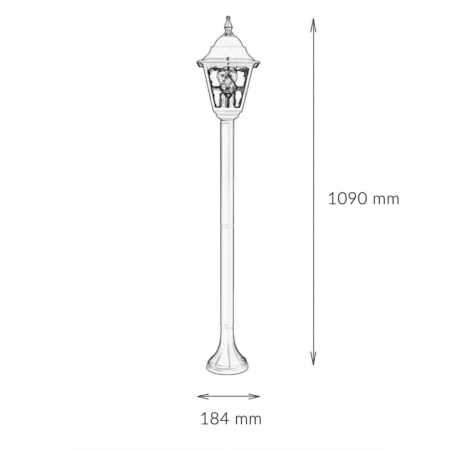 Schwarze Wegeleuchte wetterfest H:109cm LEADWORTH Lampe, Laternenpfahl
