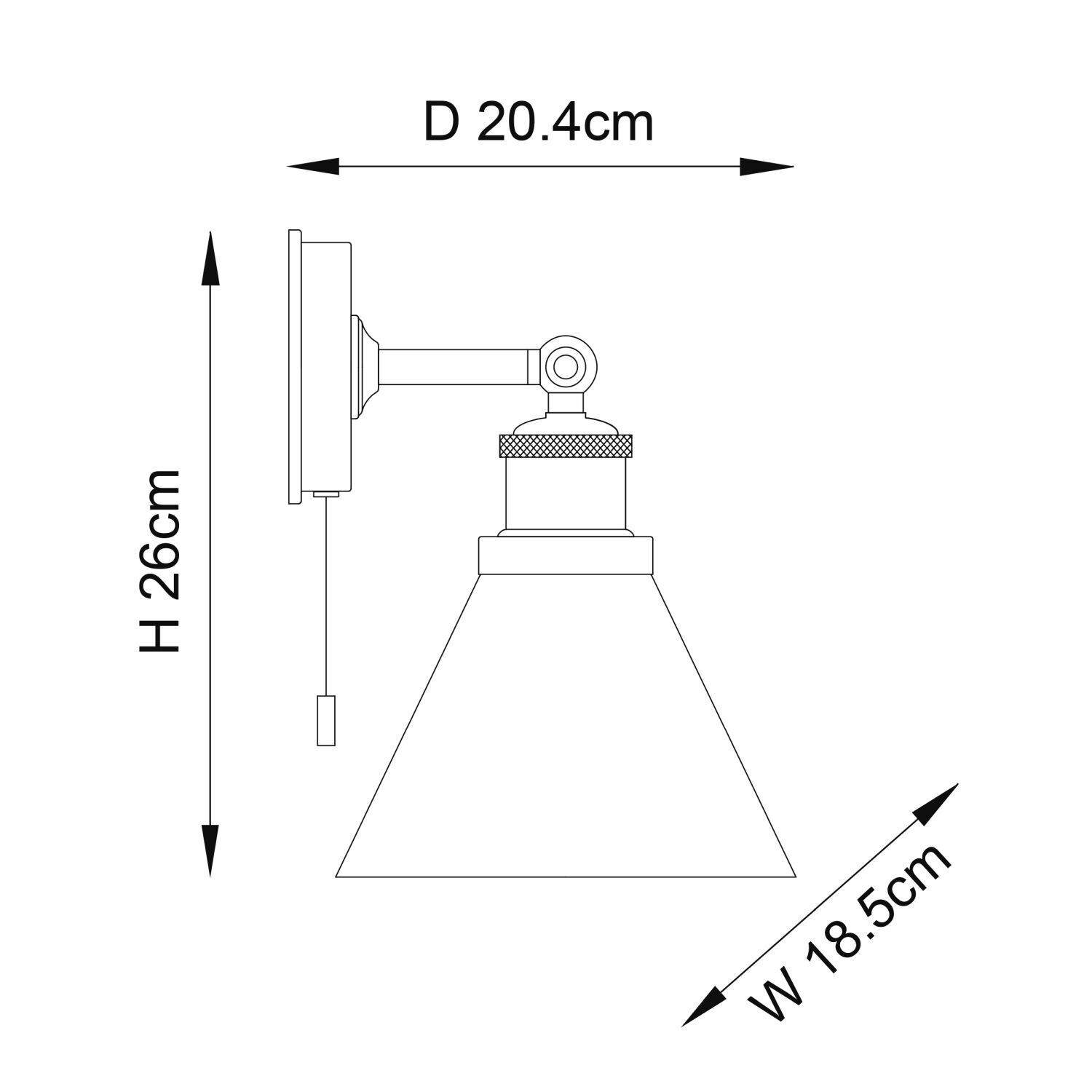 Applique murale avec interrupteur à tirette IP44 métal verre en chrome pour E27