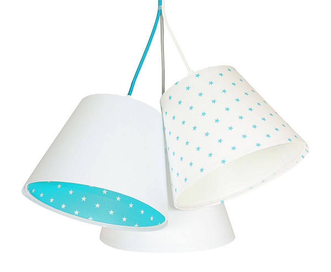 Lampe à suspendre Blanc Bleu Tissu 3-flmg Chambre d'enfant