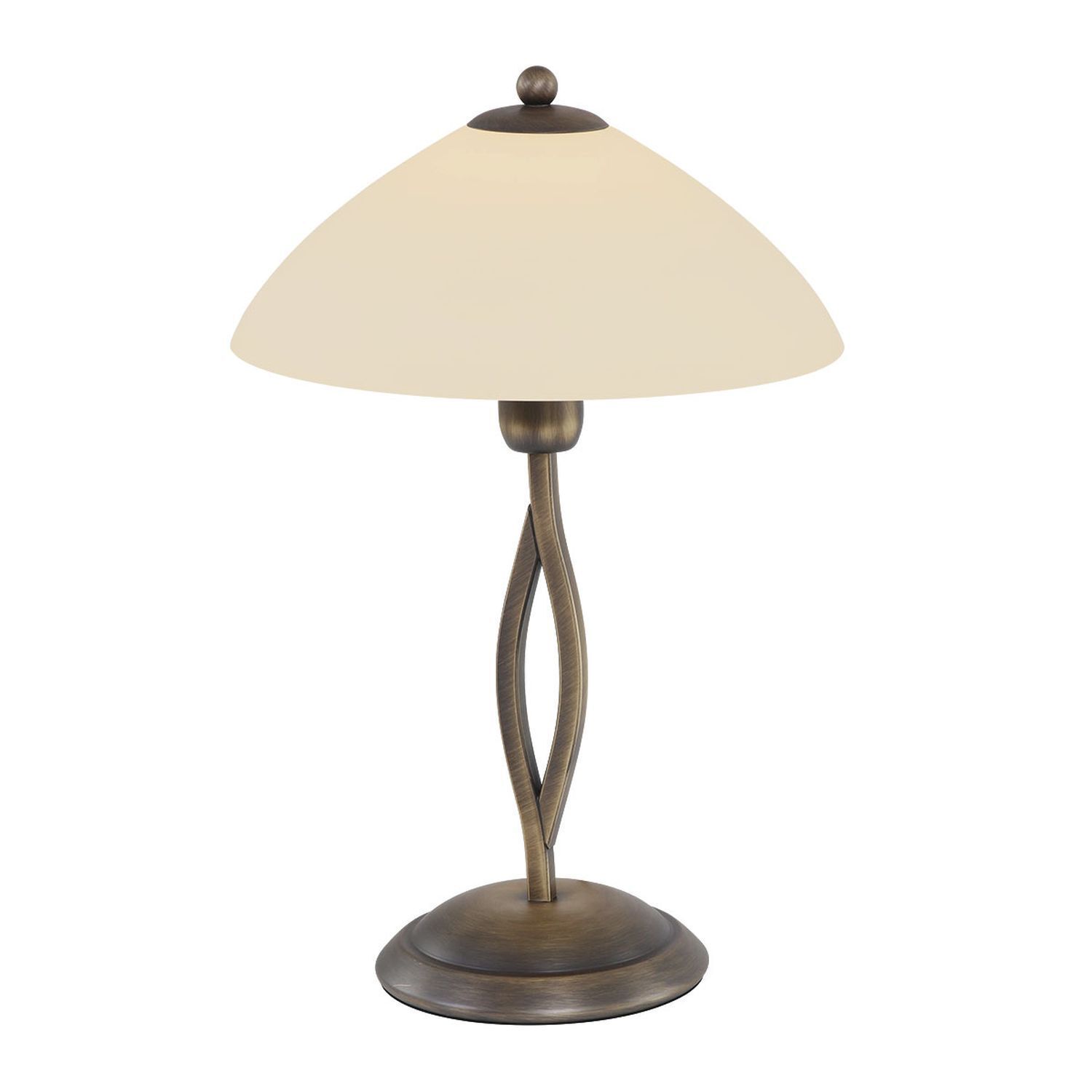 Lampe de chevet métal verre bronze crème E27 45 cm