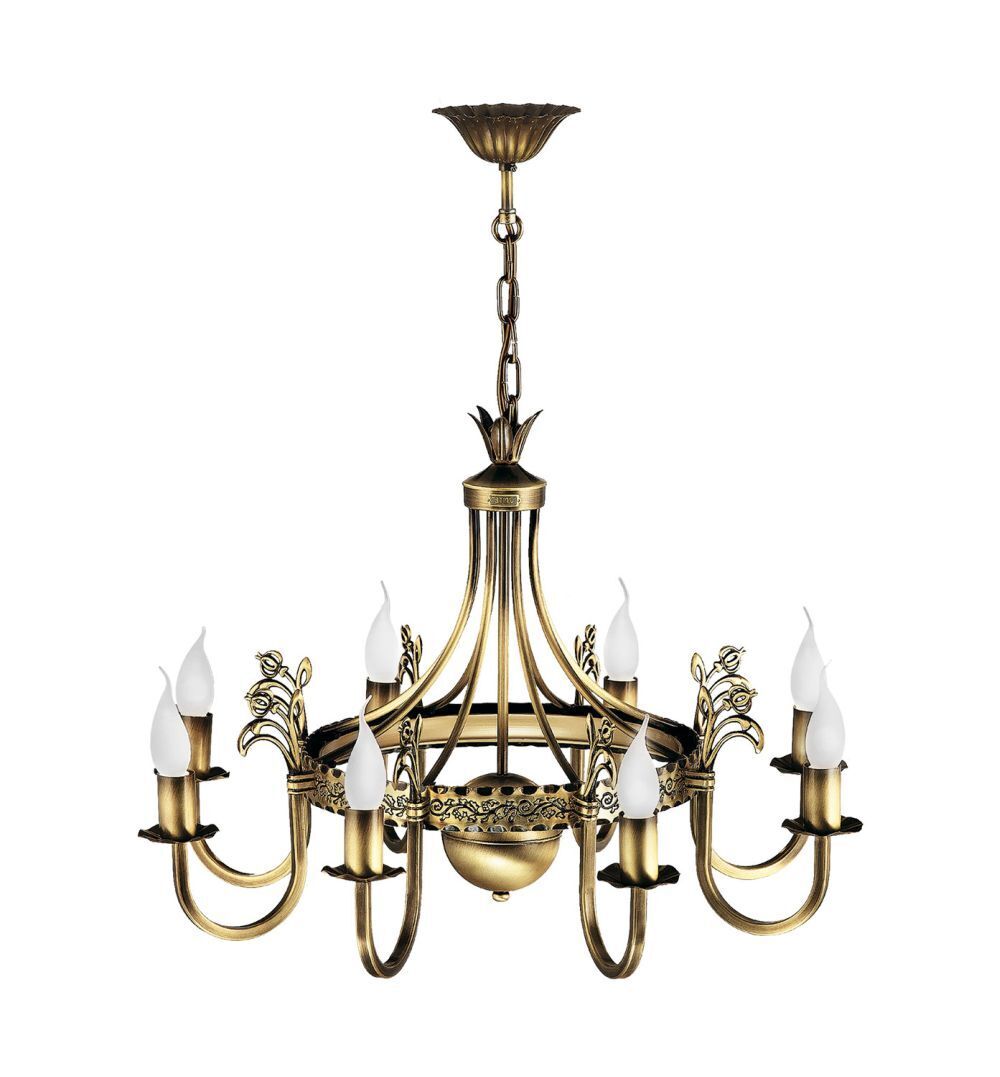 Lustre laiton antique 8xE14 BELRAD Salon