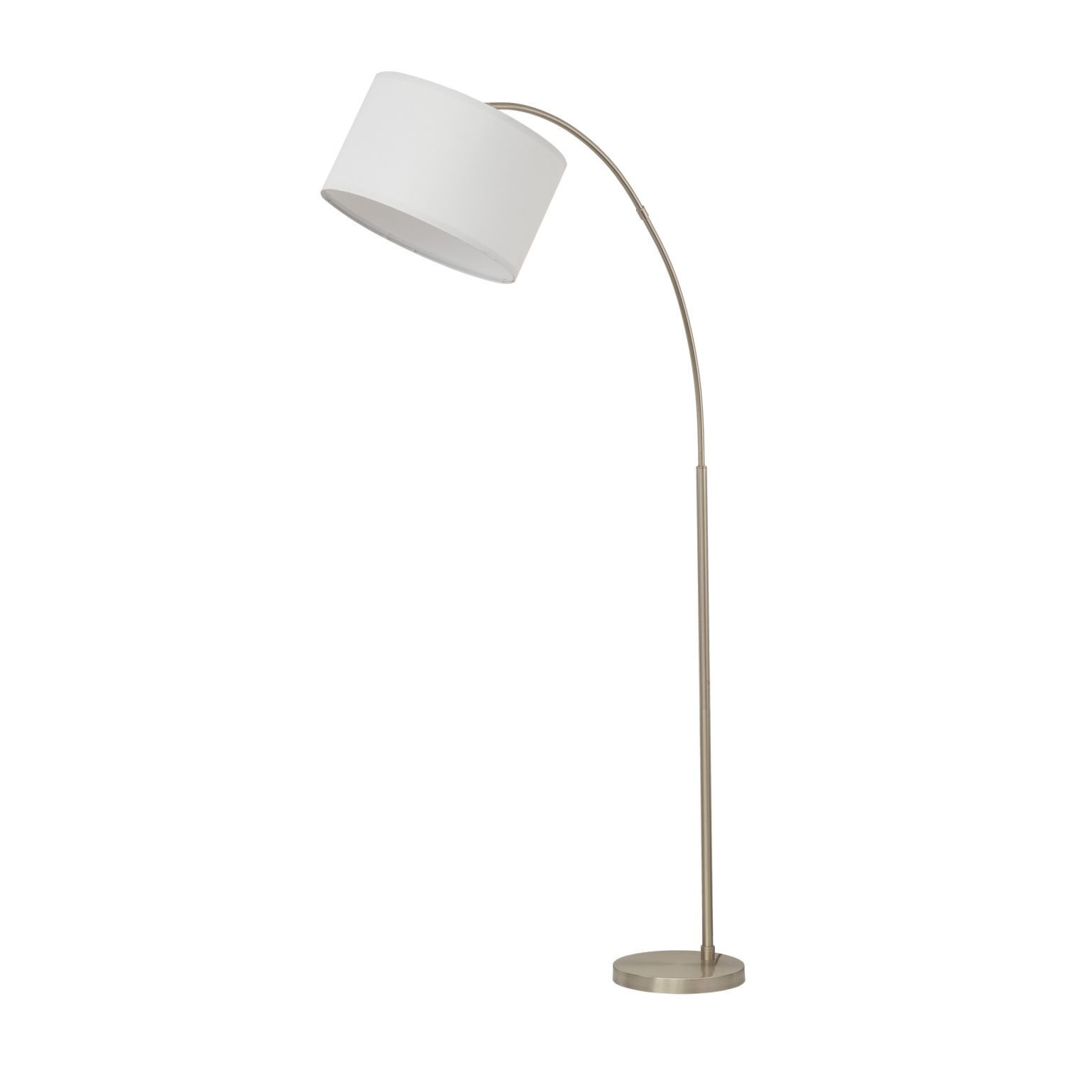 Luminaire en arc réglable 200 cm tissu métal chrome blanc E27 Lampe, Lampenschirm