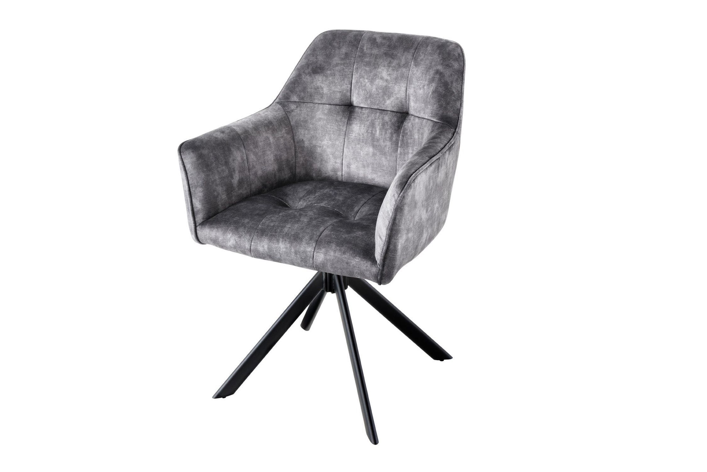 Chaise pivotante sans roulettes velours métal gris noir avec accoudoirs Moebel, Stuhl, Sessel