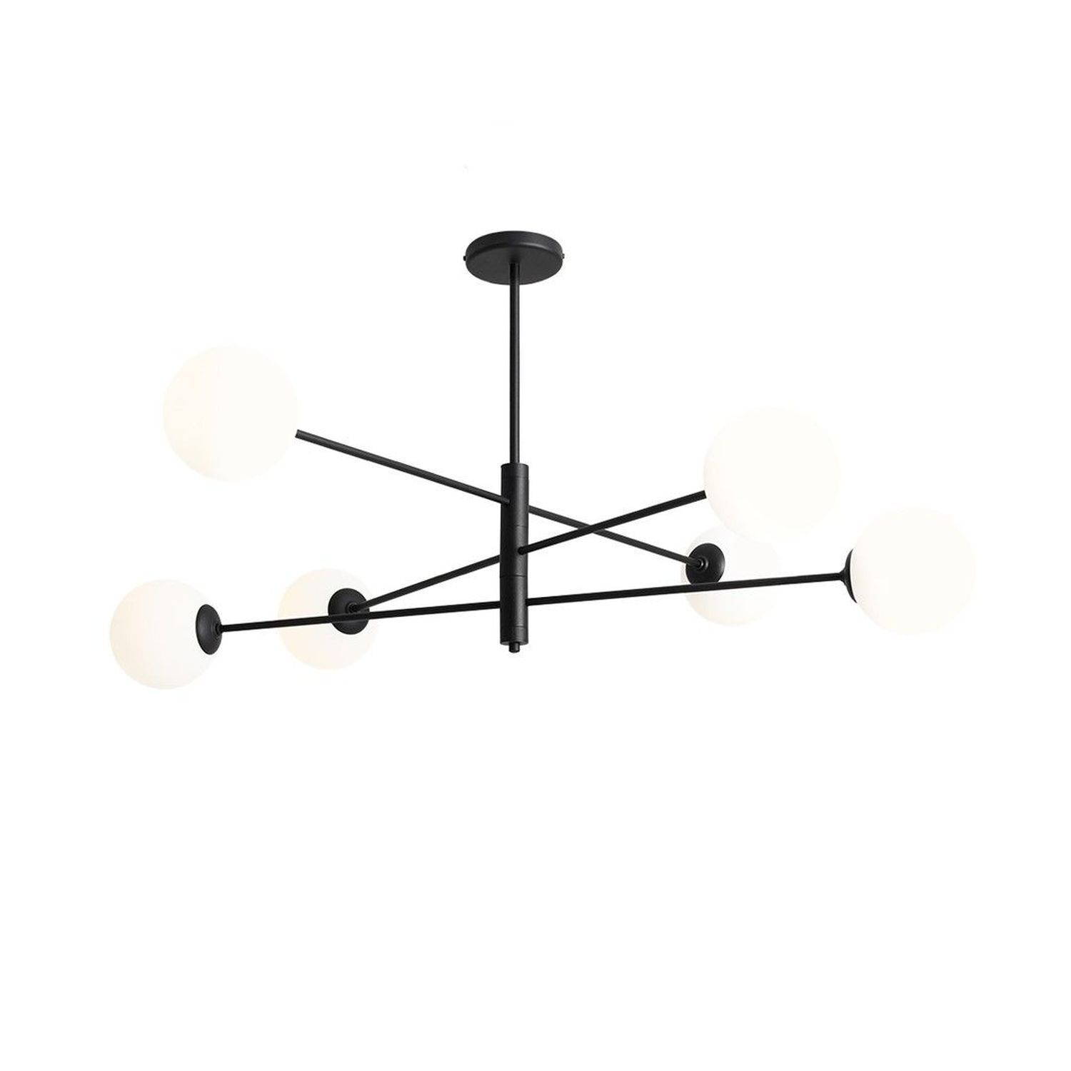Grande lampe de plafond verre satiné L:108 cm E14 6-flamme