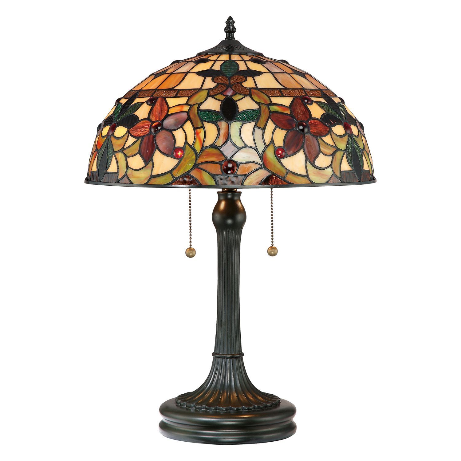 Tiffany Lampe de Table FARFALLA 6 Bronze H:58cm 2xE27