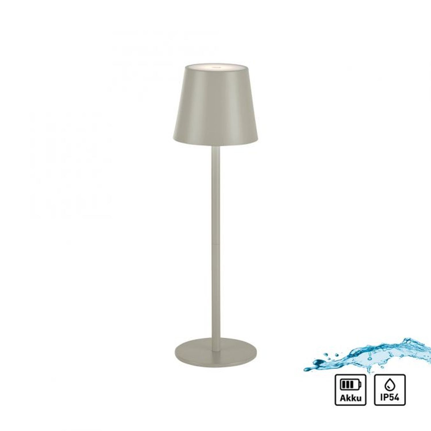Lampe de table LED rechargeable en métal IP54 Touch Variation d'intensité en gris