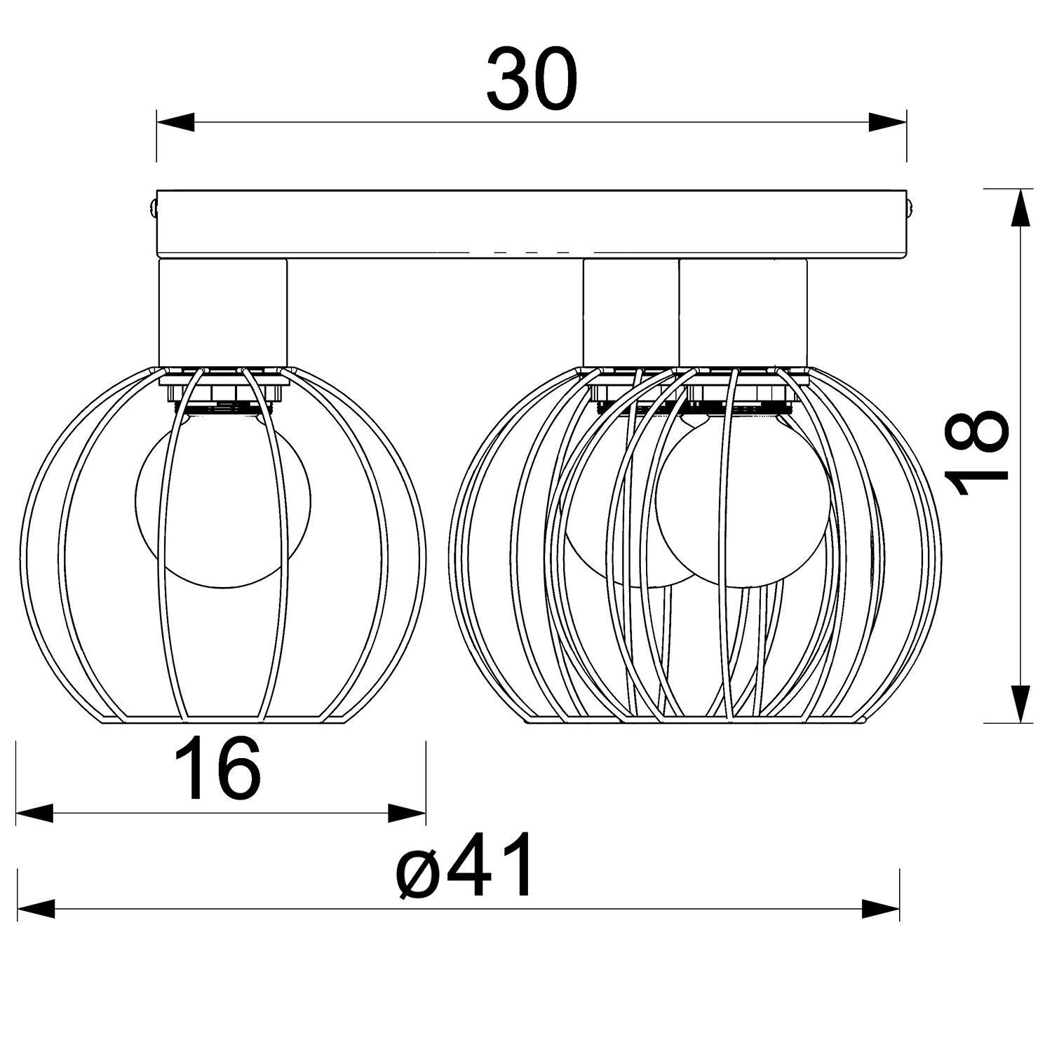 Lampe de plafond métal fil noir Ø41 cm rond E27 3-flmg