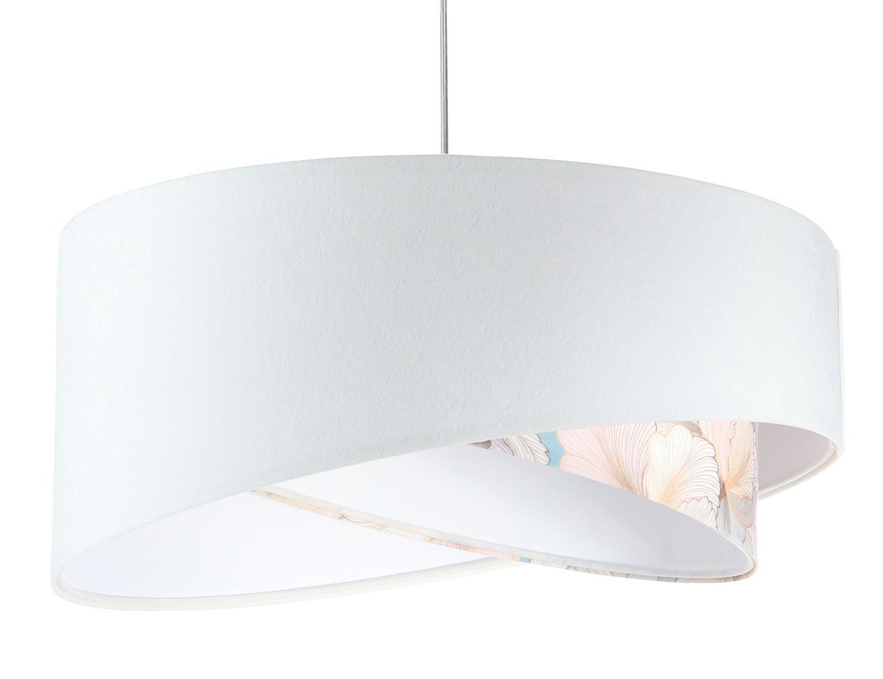 Suspension Blanc Crème E27 rond Ø 50 cm Tissu aspect velours