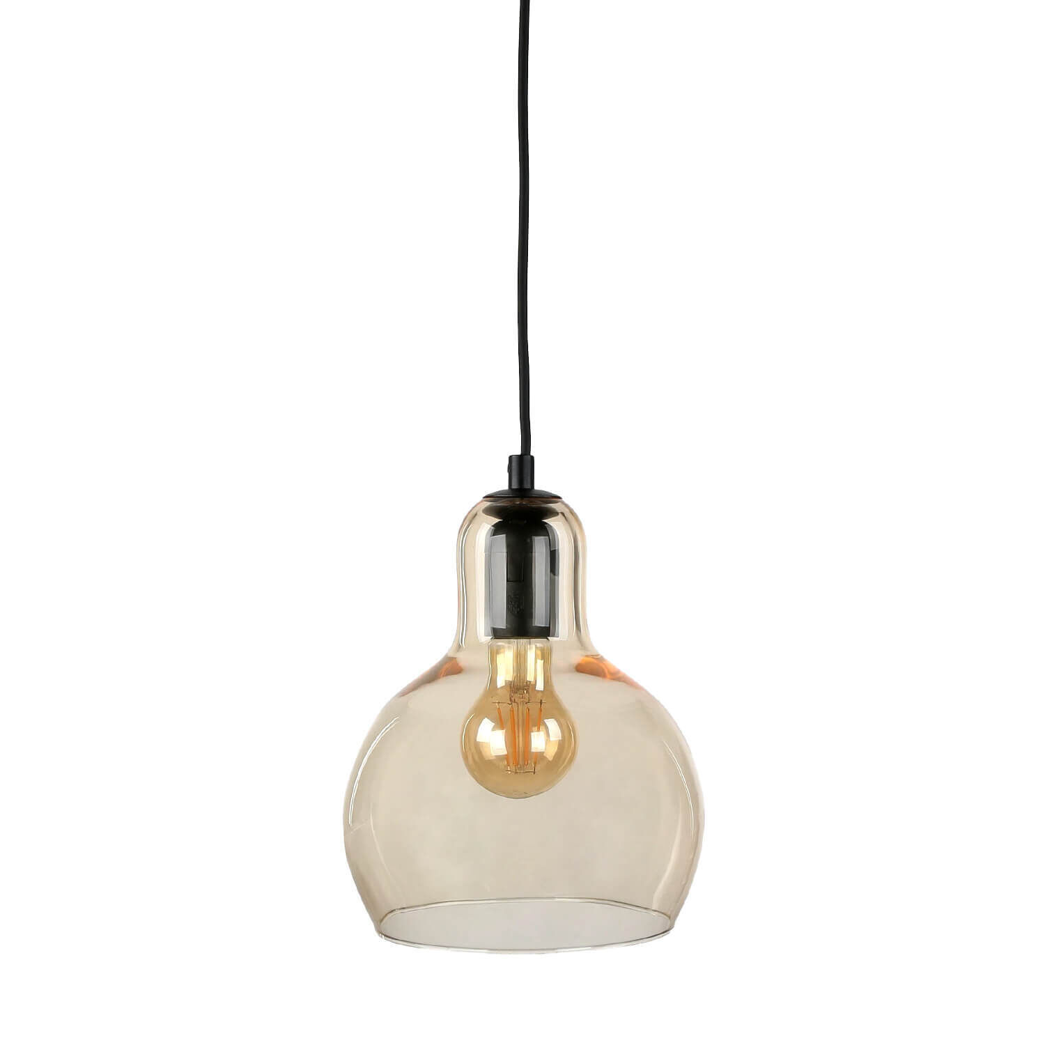 Suspension E27 Ø 18 cm verre orange chrome Licht