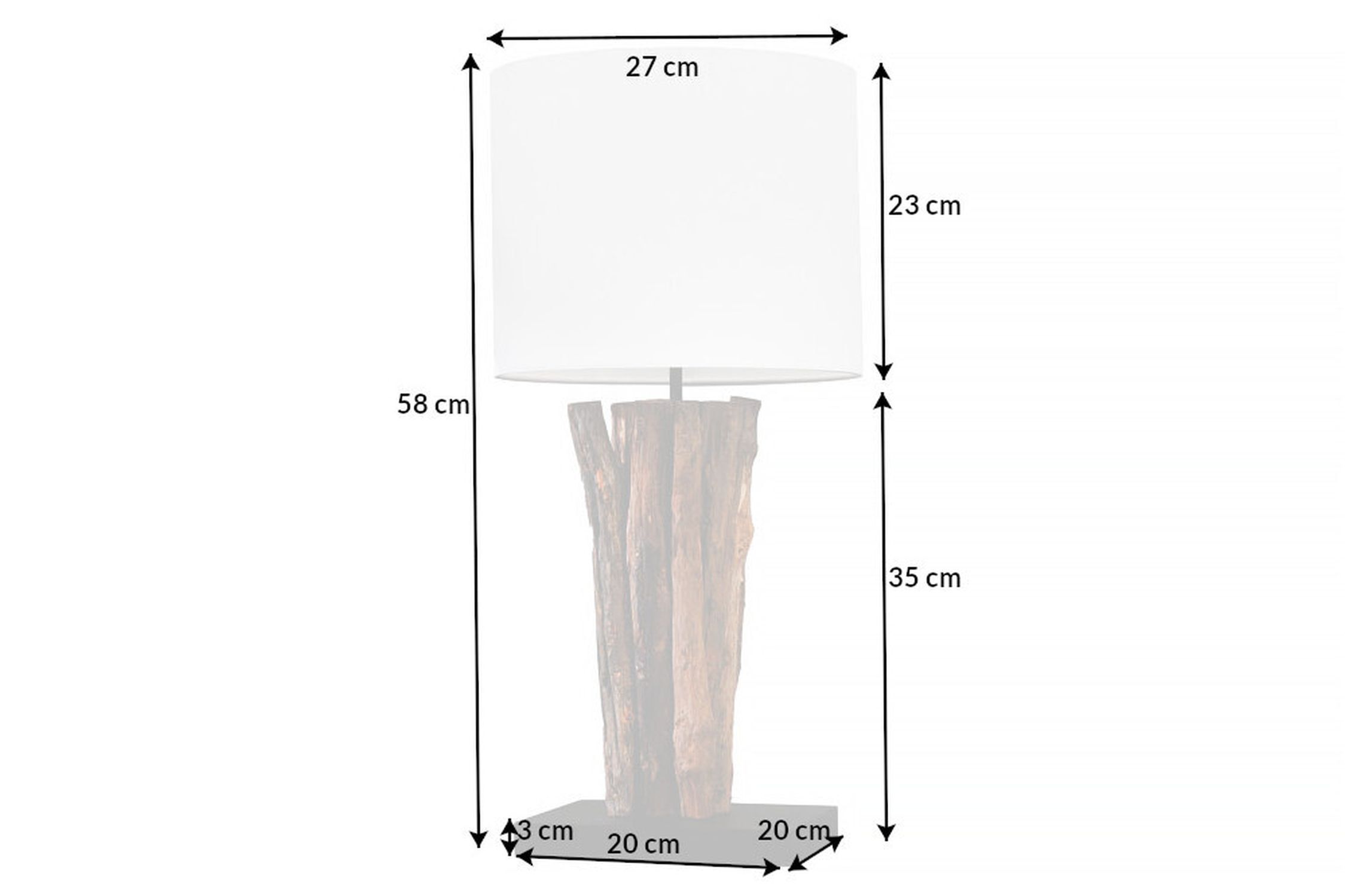 Tischleuchte Holz Stoff Weiß 58 cm groß E27 blendarm Lampe, Tischlampe