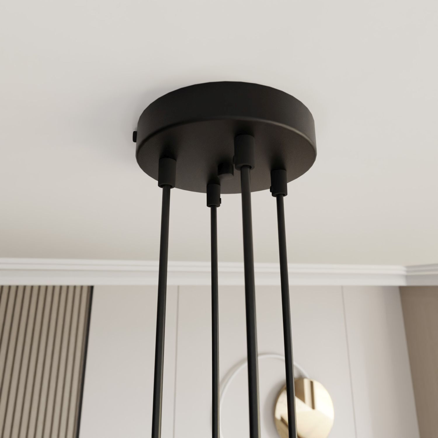 Suspension Noir Or L : 82 cm réglable Tissu Métal