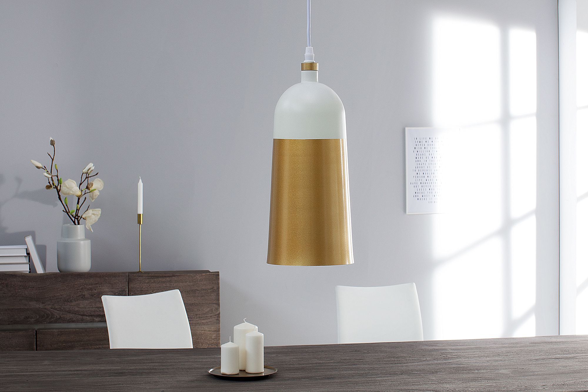 Lampe design rétro Loft Ø14cm élégant blanc or