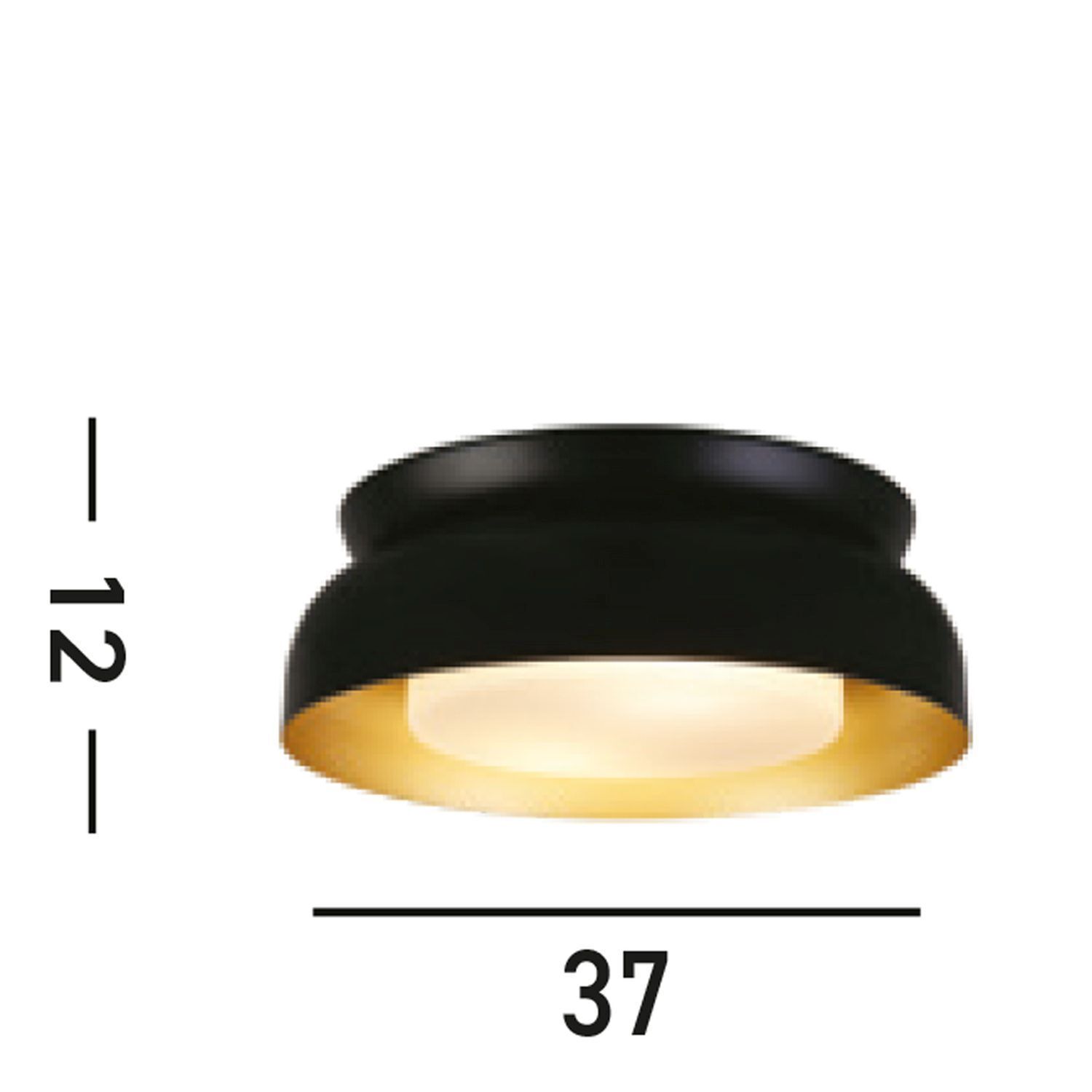 Lampe de plafonnier en métal noir doré E14 L:36,5 cm rond
