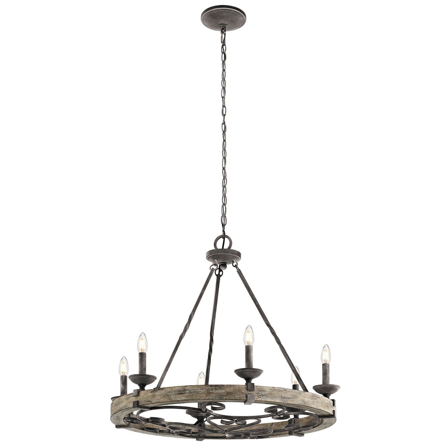 Lustre CAMELOT 8 bois zinc Ø72cm Lampe