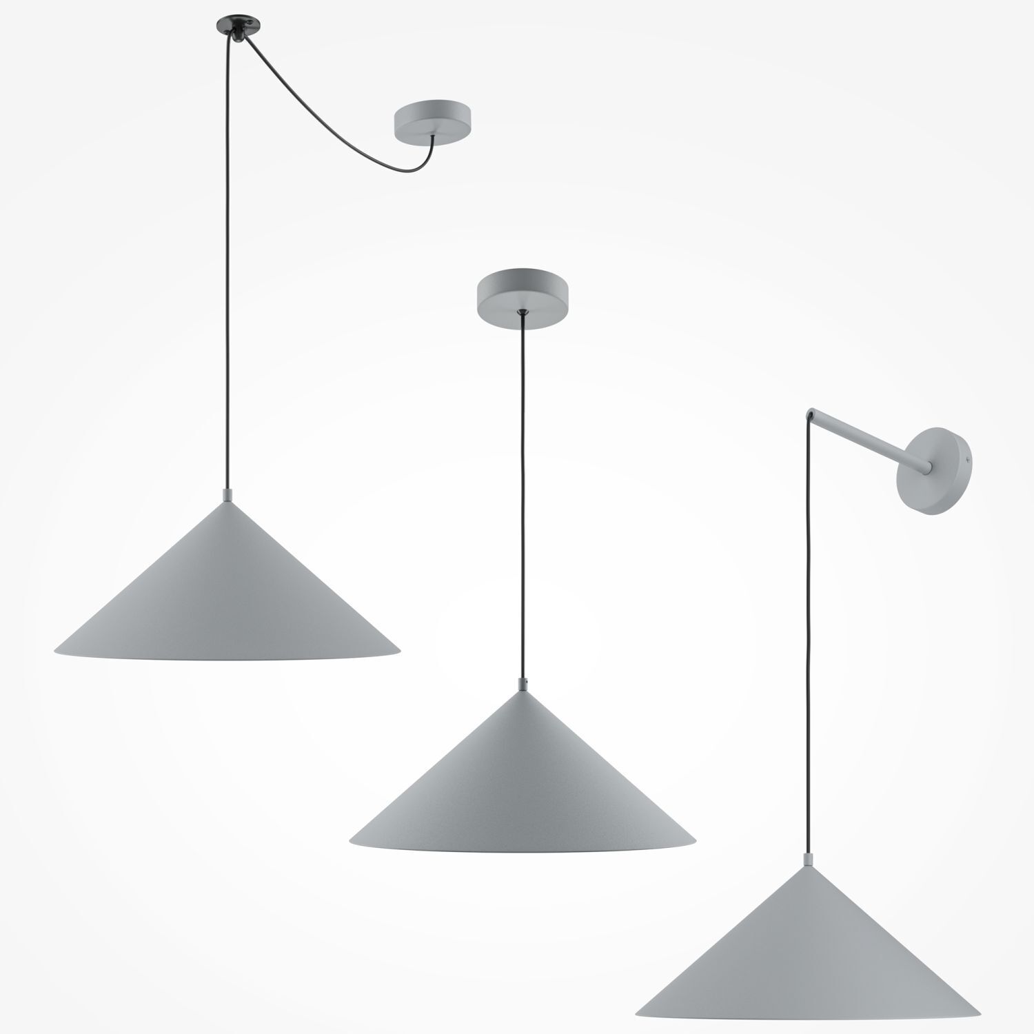 Hängelampe Metall E27 Ø 35 cm rund H: max. 318 cm Grau Lampe, Lampenschirm, Beleuchtung