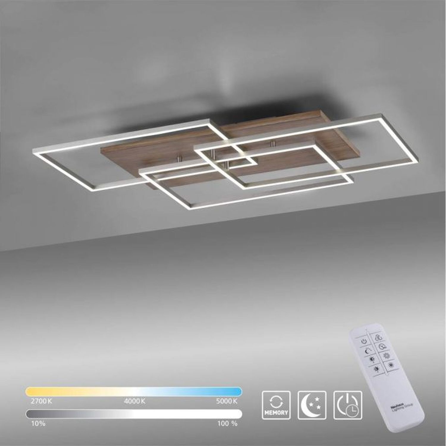 Confortable Lampe de plafonnier LED en bois L:82 cm 4320 lm dimmable Deckenleuchte