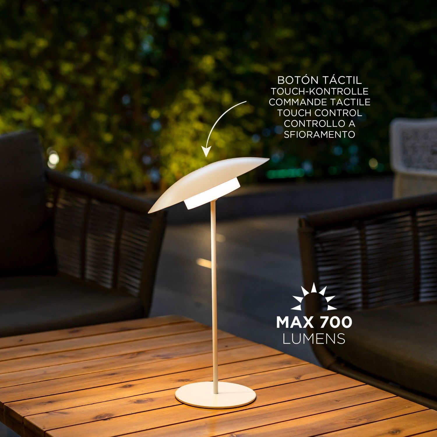 Lampe de table LED sans fil Akku Touch H : 40 cm IP44 Blanc Lampe, Mobiliar