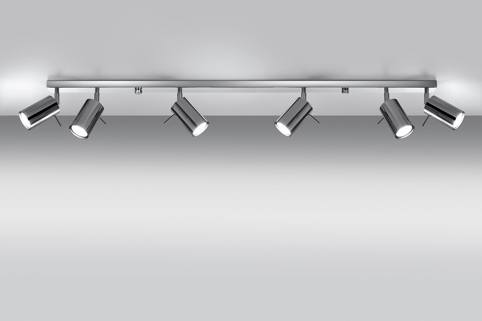 Spot de plafond 6 flammes GU10 118 cm chrome métal