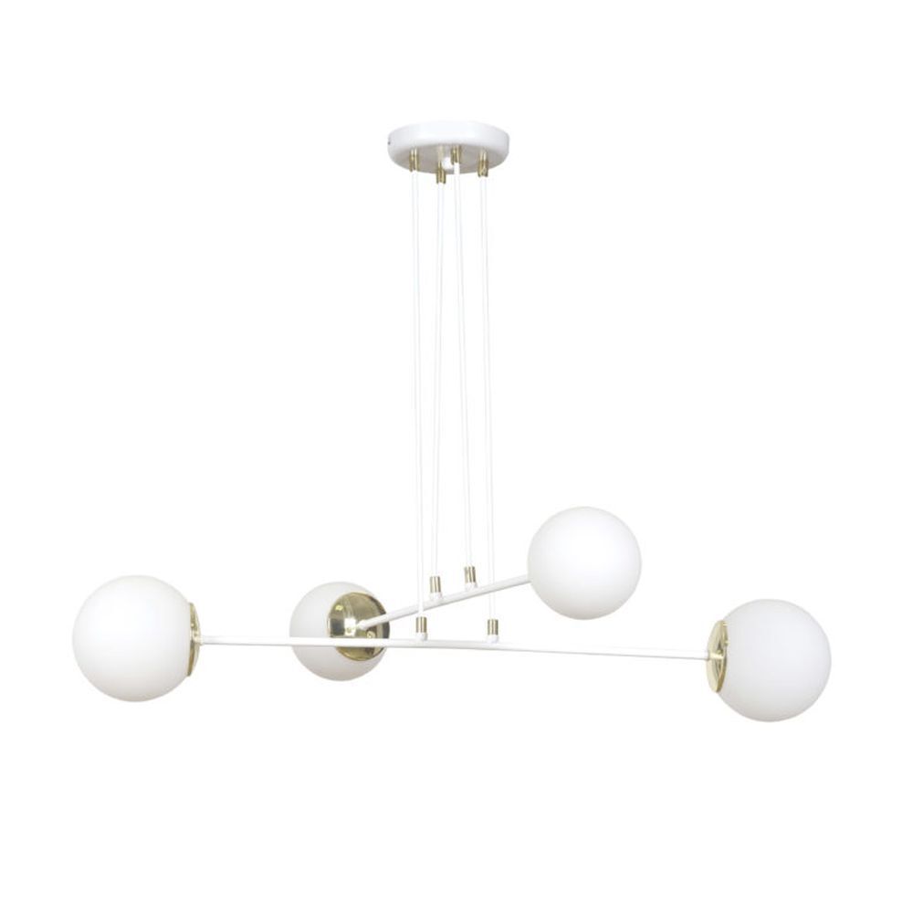 Lampe à suspendre avec abat-jour blanc réglable verre métal 4x