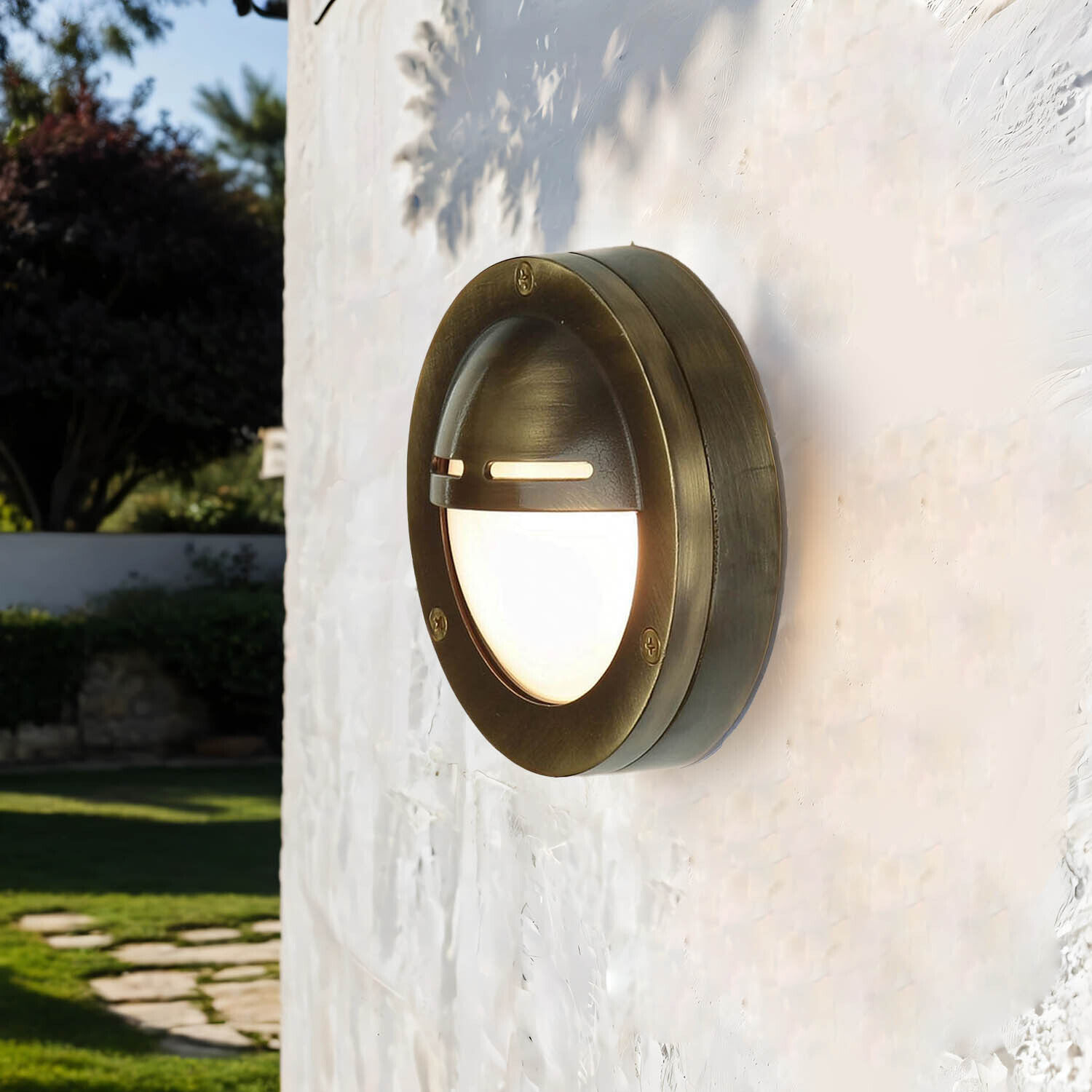 Luminaire d'extérieur résistant aux intempéries Rond IP64 laiton véritable