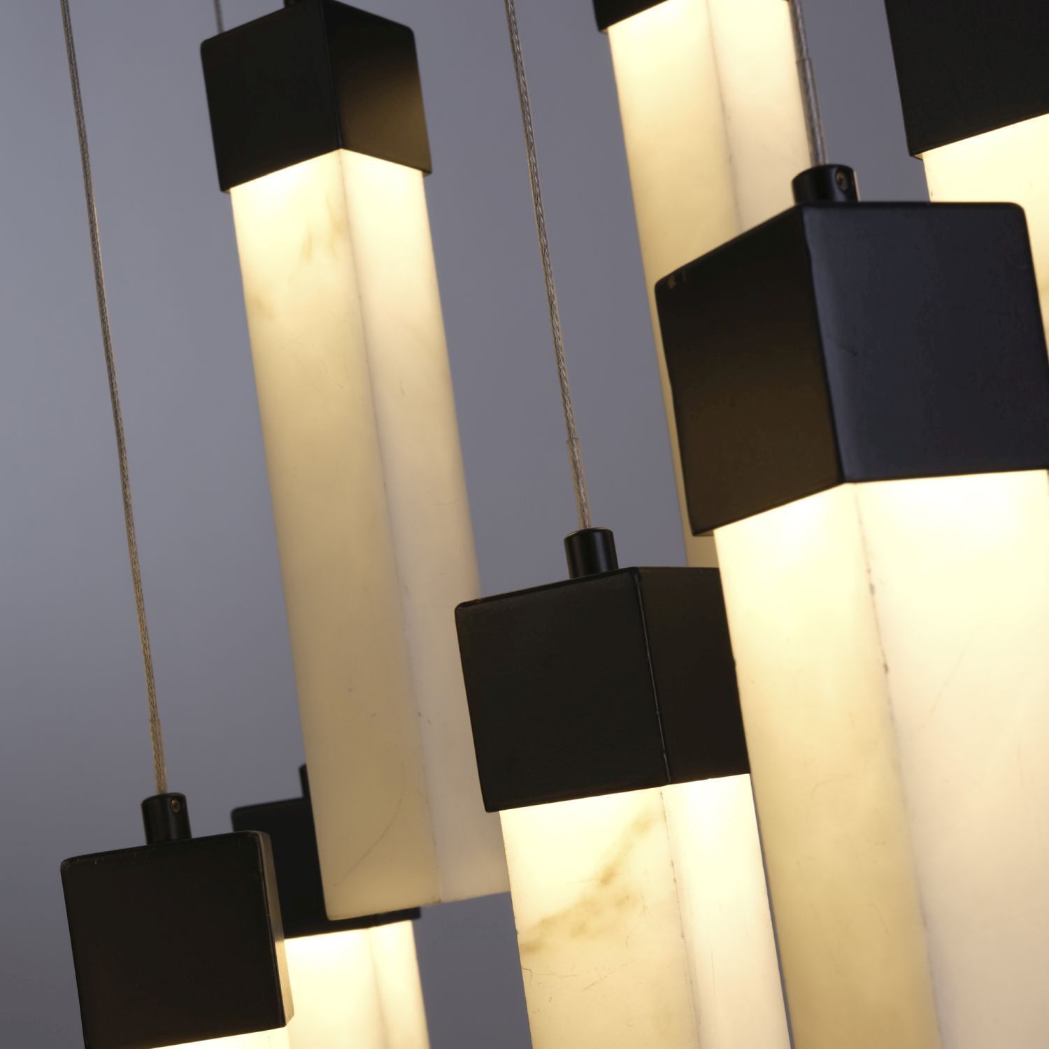 LED Lampe à suspendre Acier Résine Ø60 cm 3000 K Noir Marbre