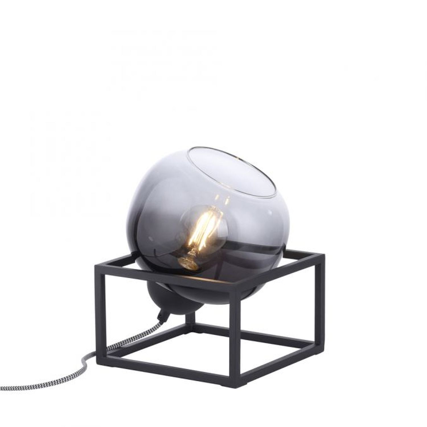 Lampe de table Abat-jour en verre Gris fumé Noir E27 23 cm petit