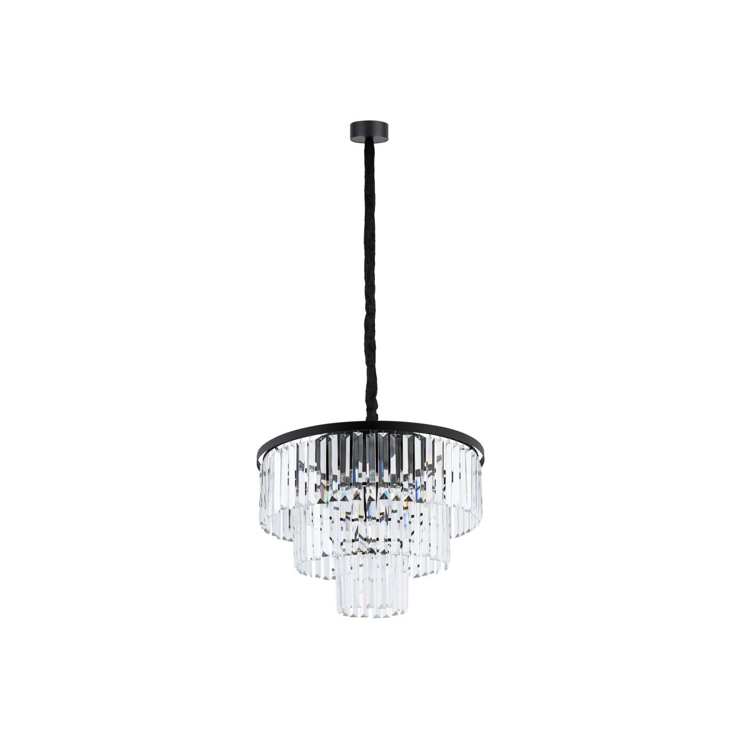 Suspension cristal 9x E14 Ø 56 cm en noir transparent