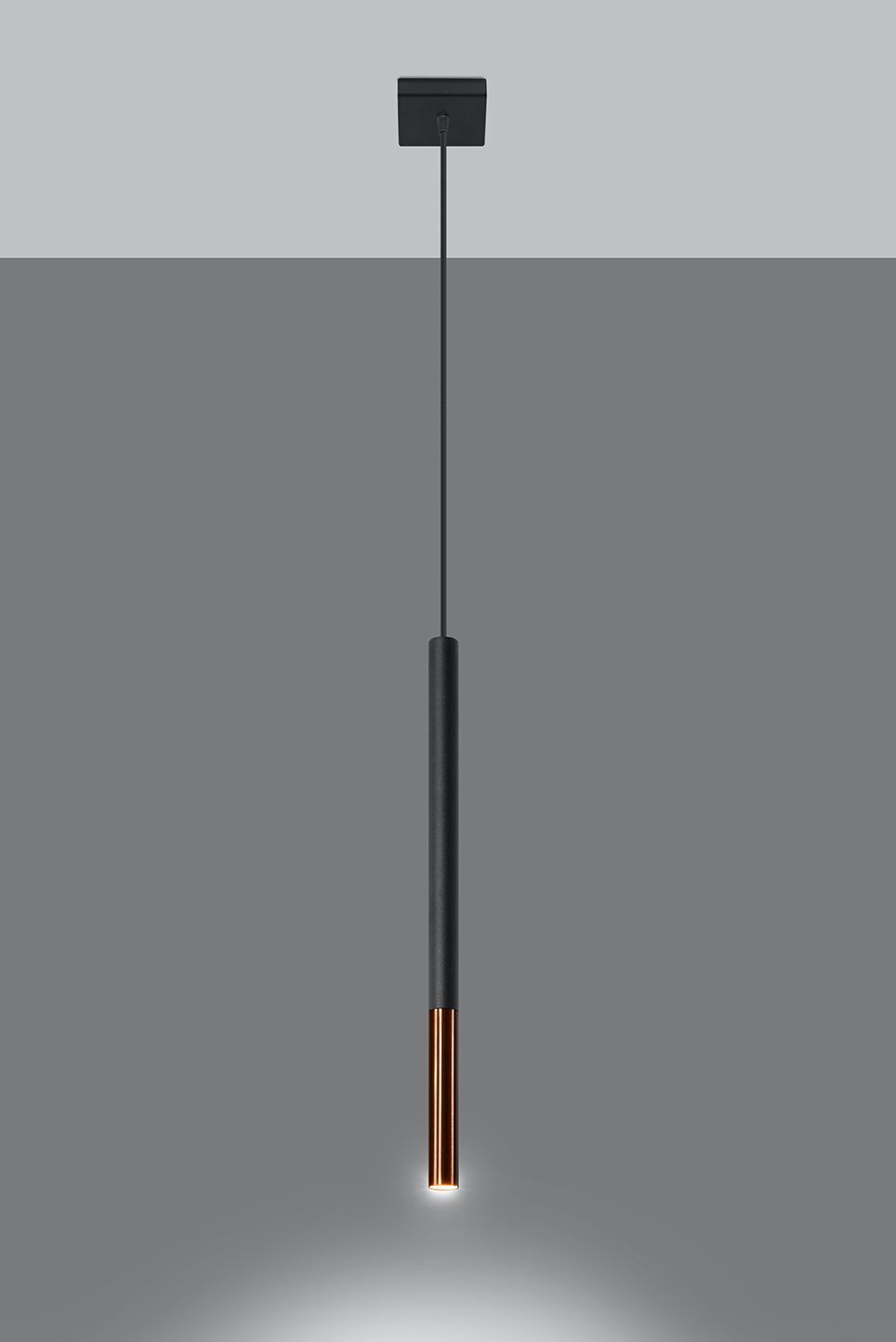 Lampe à suspendre noire cuivre Ø 2,5 cm étroit cylindre G9