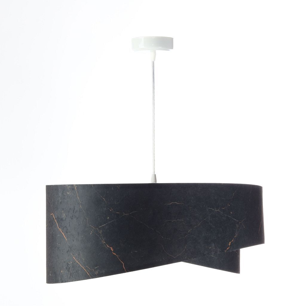 Suspension Noir Argent E27 D : 50 cm Tissu aspect velours