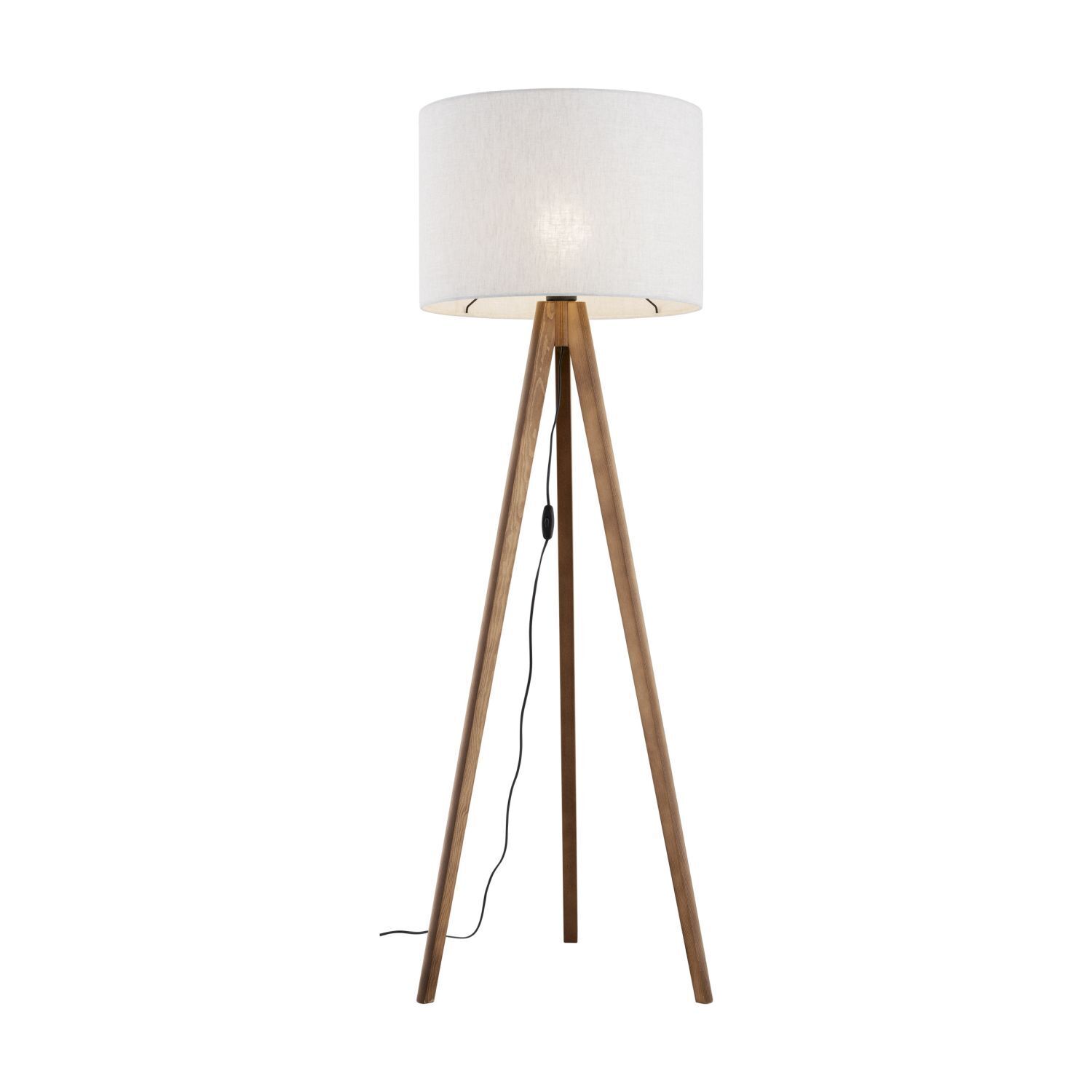 Lampadaire trépied petit 145 cm E27 Skandi bois lin